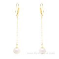 18K Gold Ear Jewelry Freshwater Drop Pearl Earrings